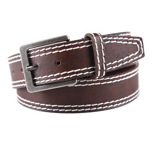 Nicci Belt featuring contrast ecru stitching detail, made of PU leather with silver-tone hardware, perfect for jeans and chinos.