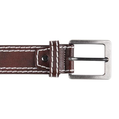 Nicci Belt featuring contrast ecru stitching detail, made of PU leather with silver-tone hardware, perfect for jeans and chinos.