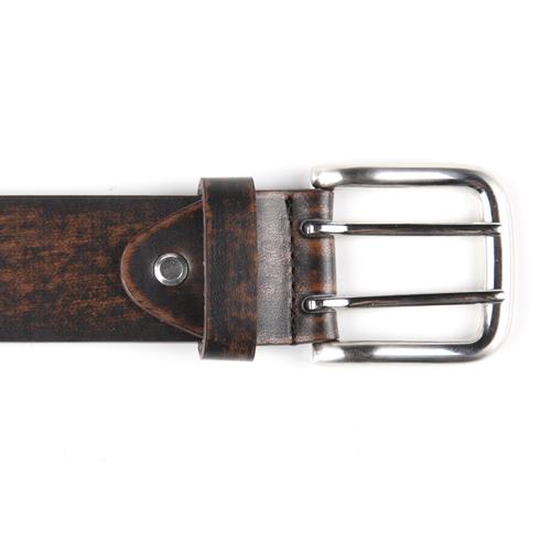 Nicci PU belt featuring a two-prong buckle and shiny silver hardware, showcasing a textured finish suitable for jeans or chinos.