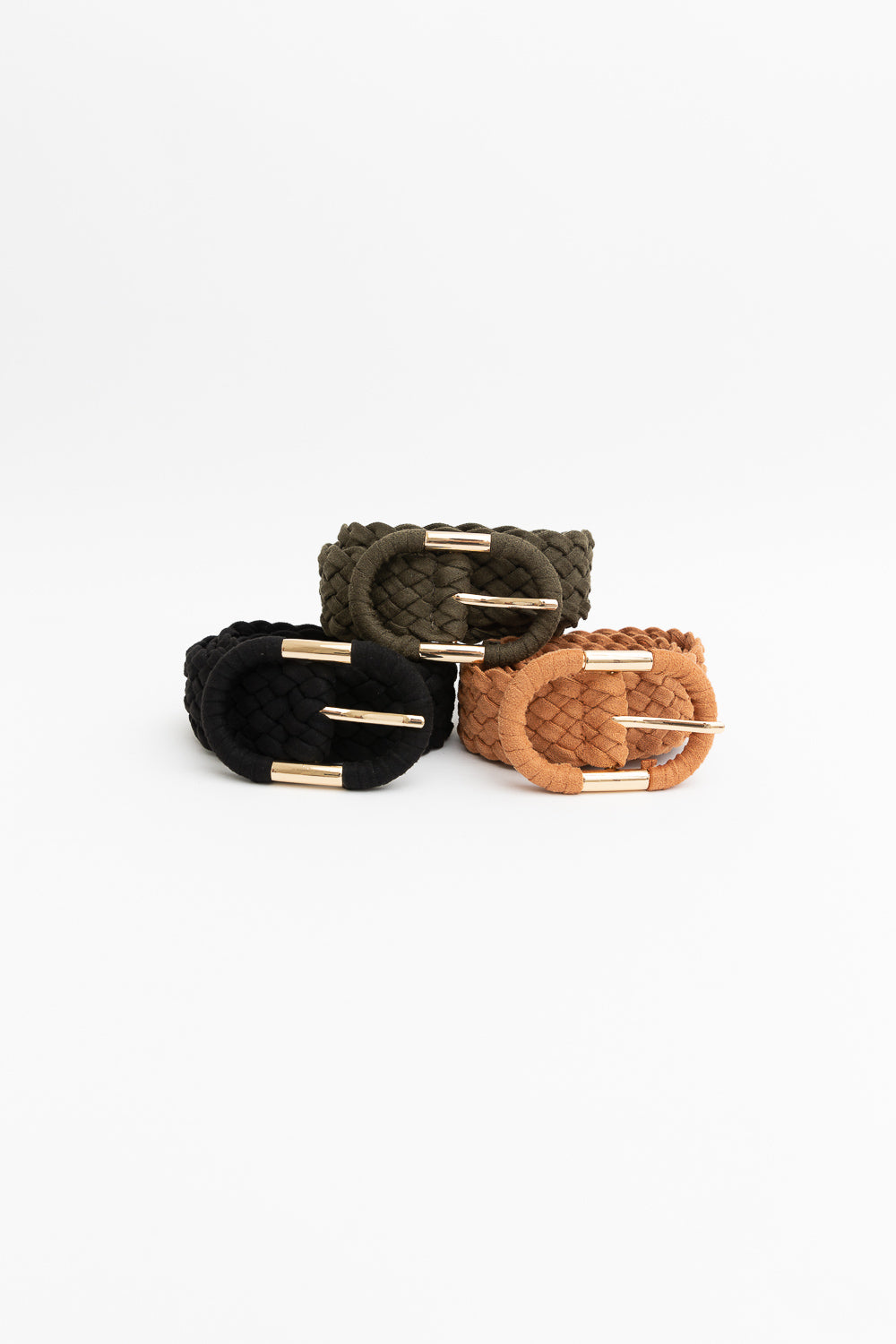 Braided Suede Accent Oval Buckle Belt featuring a stylish braided design and a sleek oval buckle, perfect for casual and dressy occasions.