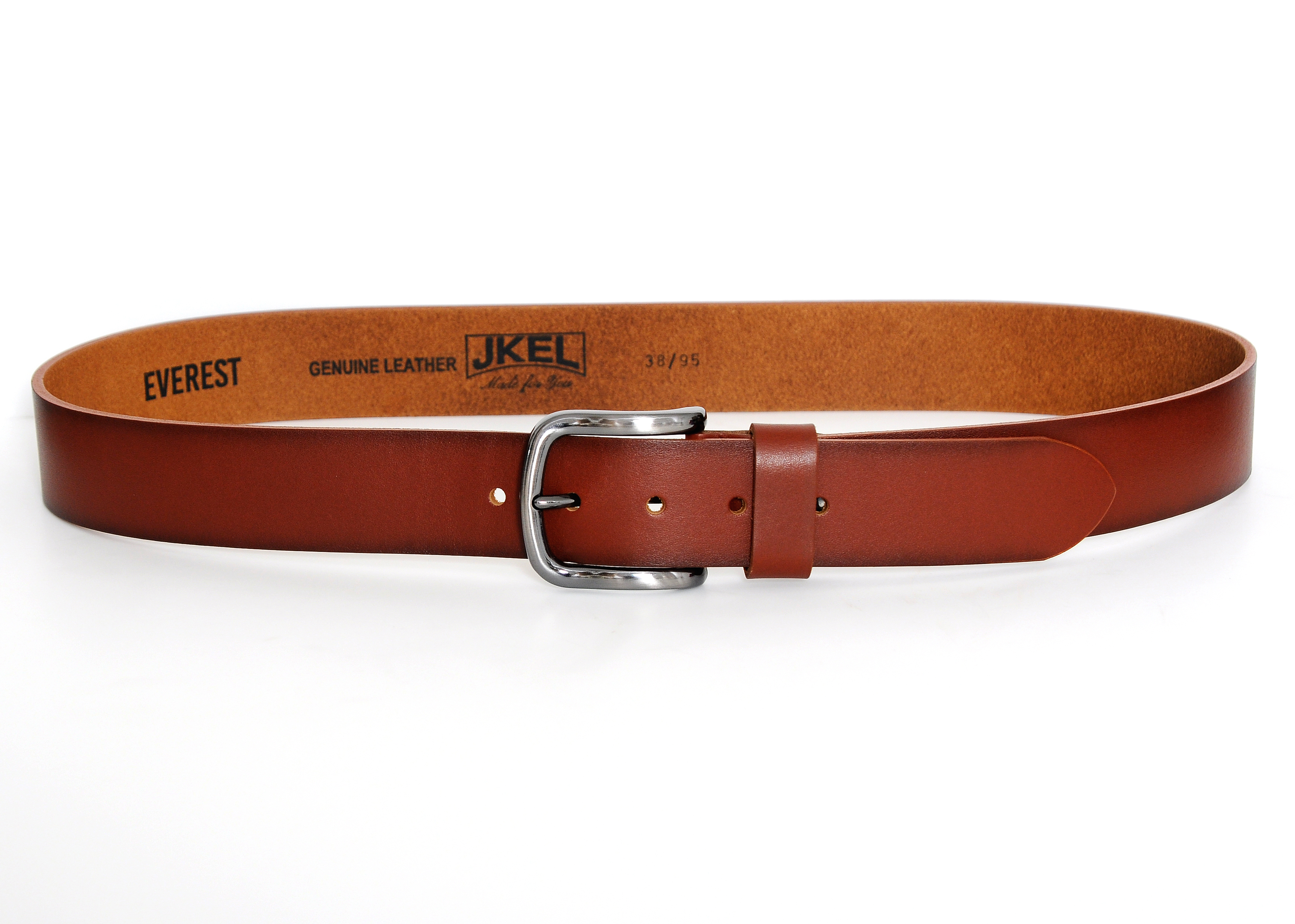 Everest Tan Leather Men Belt showcasing premium tan leather and nickel-free buckle, elegantly designed for versatile wear.