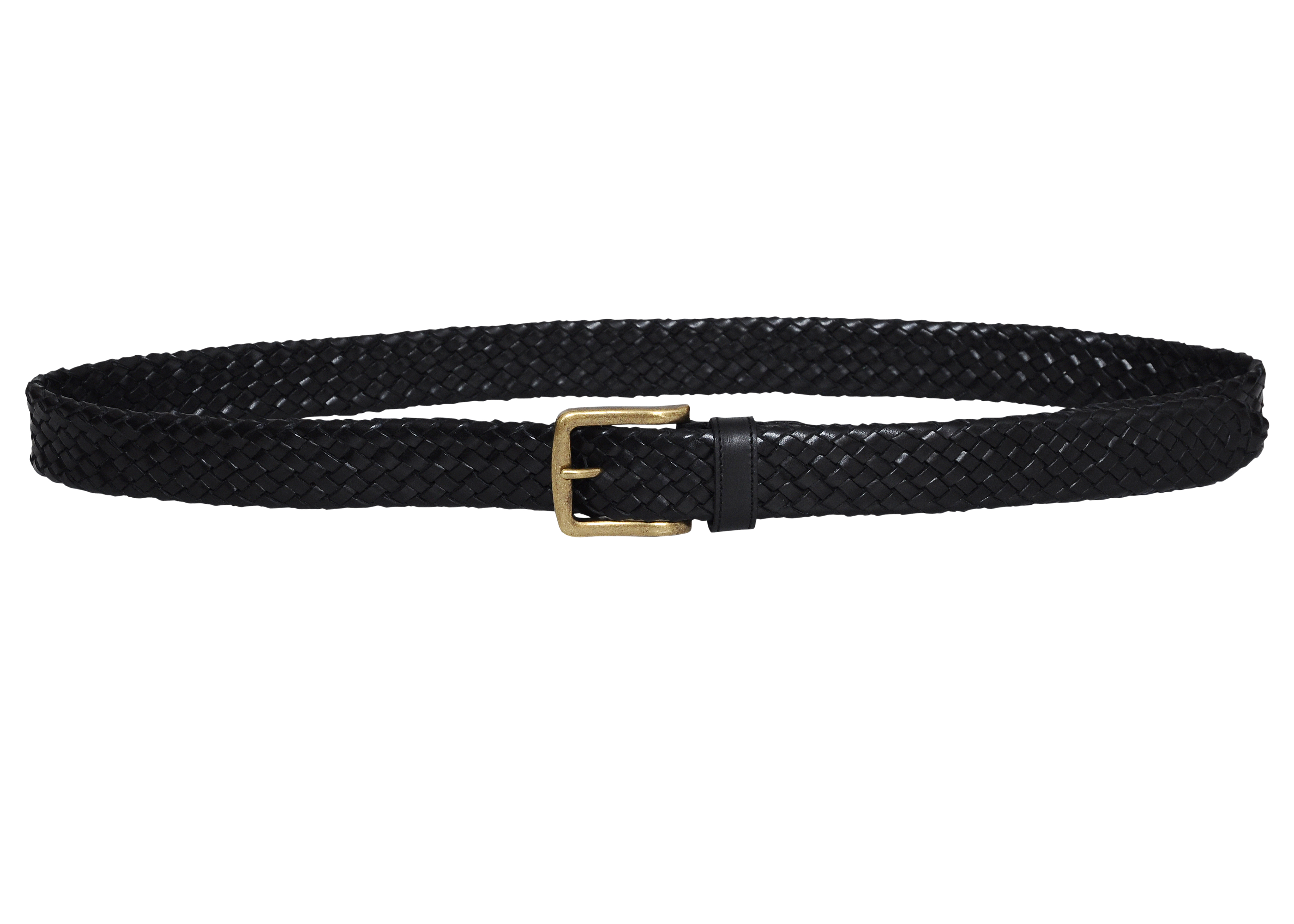 Galata Black Plaited Leather Men Belt showcasing intricate braided design and nickel-free buckle, perfect for stylish men.