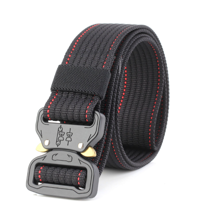 High Quality Male Tactical Army Belt made from durable 1000D nylon with a heavy-duty metal buckle, designed for comfort and quick-release functionality.