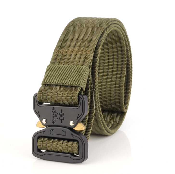 High Quality Male Tactical Army Belt made from durable 1000D nylon with a heavy-duty metal buckle, designed for comfort and quick-release functionality.