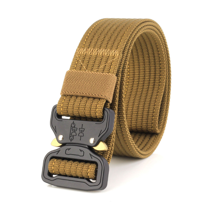 High Quality Male Tactical Army Belt made from durable 1000D nylon with a heavy-duty metal buckle, designed for comfort and quick-release functionality.