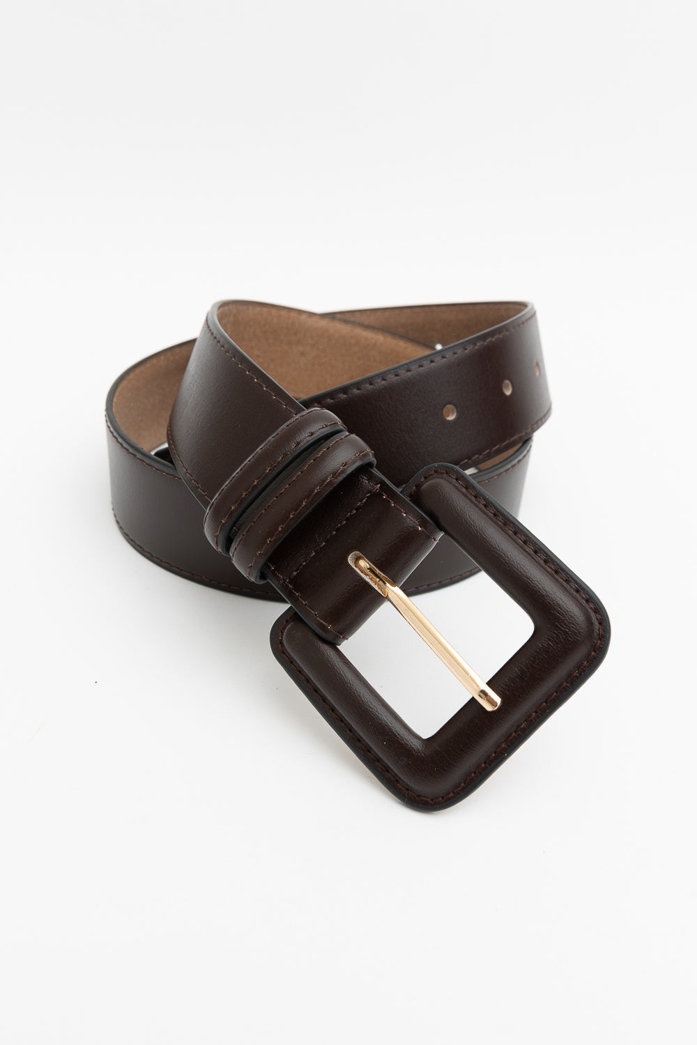 Sleek Square-Buckle Genuine Leather Belt in black with a modern square buckle, showcasing its luxurious texture and stylish design.