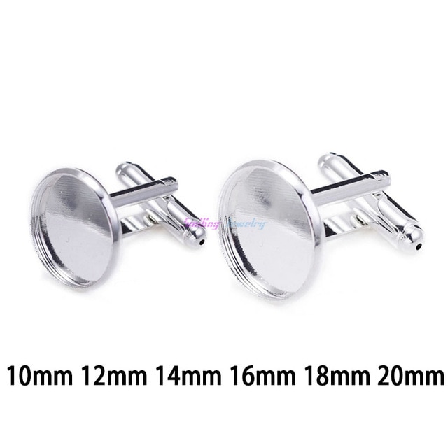 Main 50pcs 10mm-25mm Round Bezel Cufflinks Base Silver image