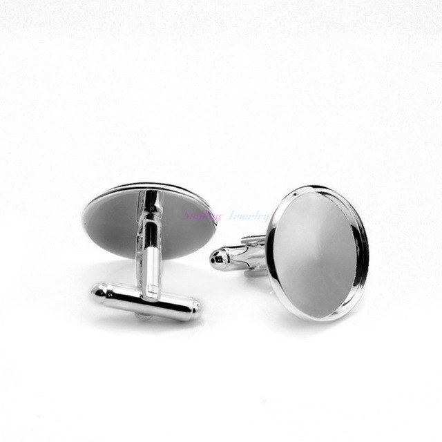 A collection of 50 silver round bezel cufflinks bases, suitable for DIY jewelry making, featuring various sizes from 10mm to 25mm.