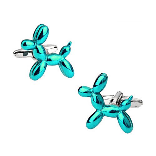 Stylish Balloon Dog Cufflinks made of stainless steel with rhodium plating, featuring a unique balloon dog design, presented in an elegant gift box.