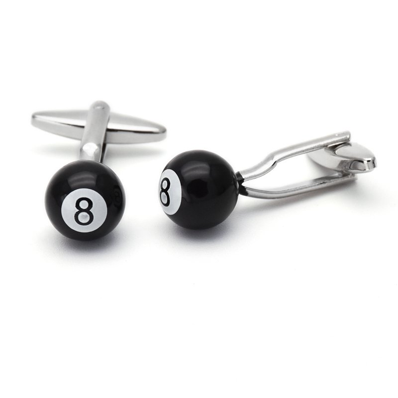 Stylish Black 8 Cufflinks made of stainless steel with a unique hand-painted design, presented in an elegant luxury box.