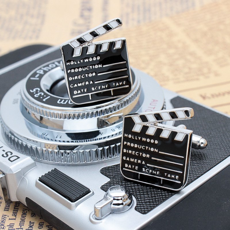 Stylish Clapperboard Cufflinks made from titanium alloy, featuring a unique design perfect for french cuff shirts.