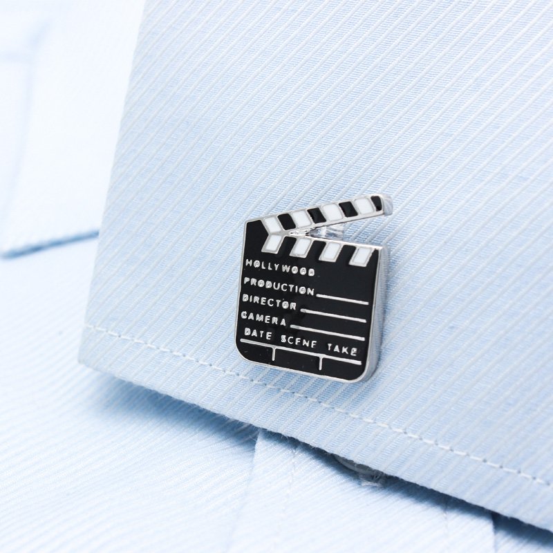 Stylish Clapperboard Cufflinks made from titanium alloy, featuring a unique design perfect for french cuff shirts.