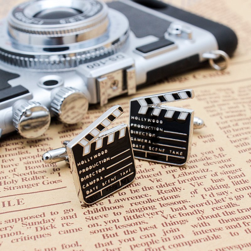 Stylish Clapperboard Cufflinks made from titanium alloy, featuring a unique design perfect for french cuff shirts.