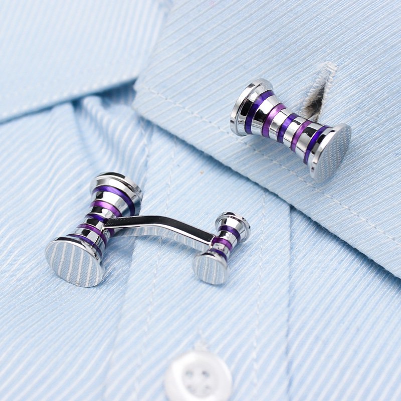 Luxury Djembe Cufflinks made from titanium alloy, featuring an elegant design and perfect plating finish, presented in a stylish box.