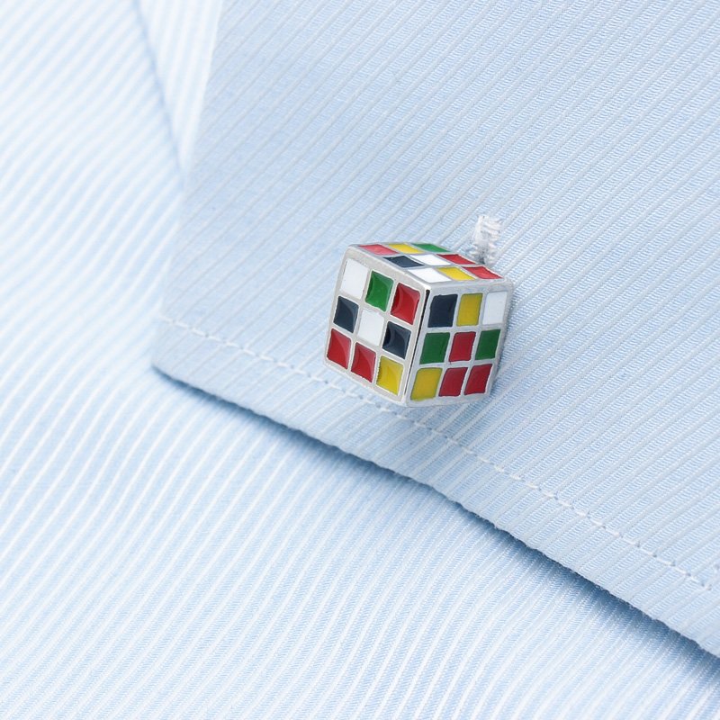 Stylish Magic Cube Cufflinks made from titanium alloy, presented in an elegant gift box.