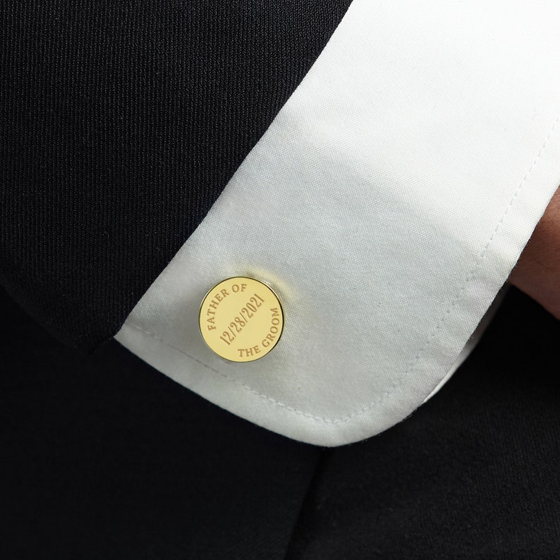 Personalized Sterling Silver cufflinks engraved with custom messages, perfect gift for Father of the Groom.