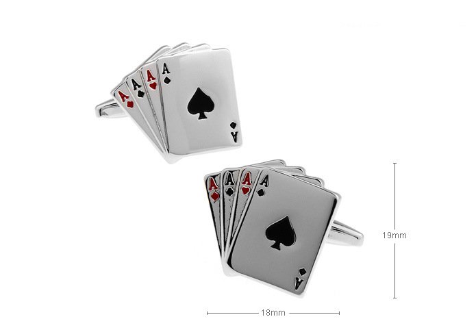 Elegant Poker Cufflinks made of brass and stainless steel, featuring a unique poker-themed design, presented in a stylish gift box.