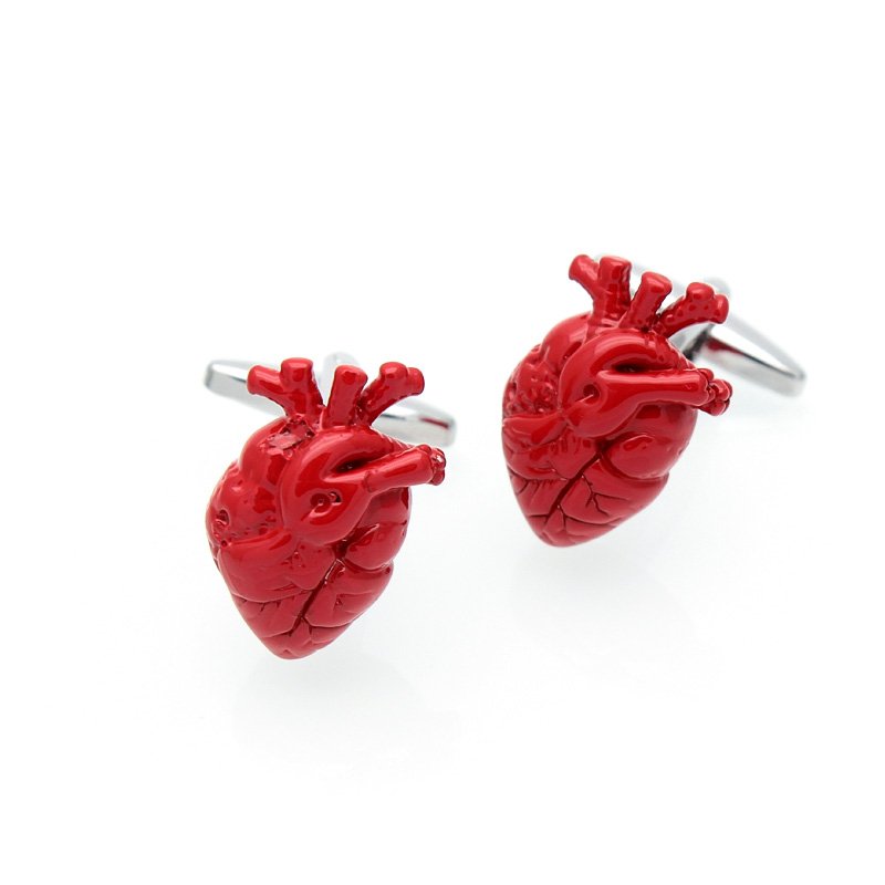 A pair of elegant Red Hearts Cufflinks made from titanium alloy, featuring a vibrant heart design, presented in a stylish hard-sided box.