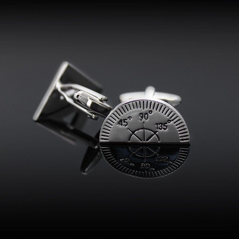 Stylish Triangle & Protractor Cufflinks made of stainless steel, featuring a unique geometric design, perfect for formal occasions.