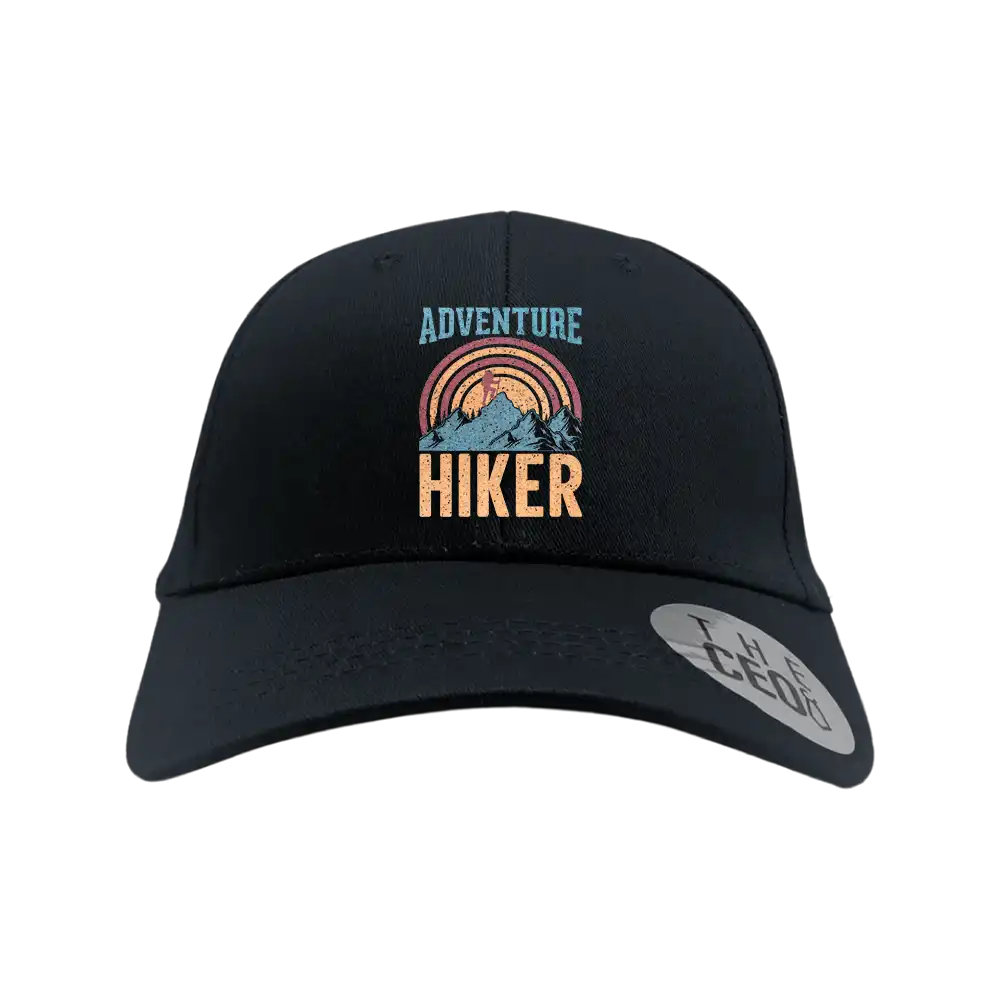 Adventure Hiker Embroidered Baseball Hat featuring a stylish design and snapback closure, perfect for outdoor enthusiasts.