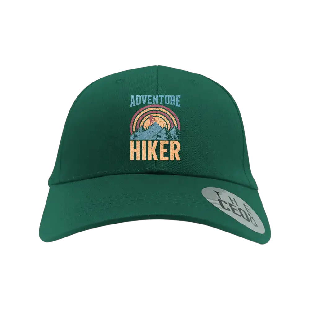 Adventure Hiker Embroidered Baseball Hat featuring a stylish design and snapback closure, perfect for outdoor enthusiasts.