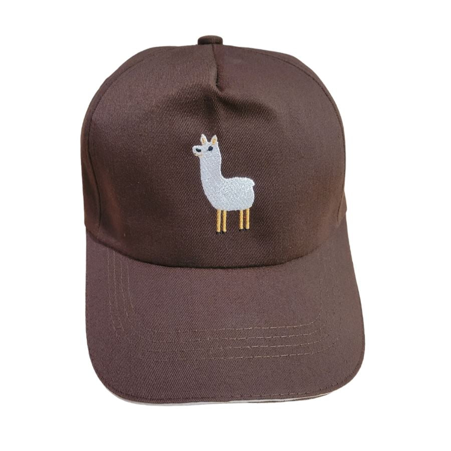 A stylish alpaca baseball cap featuring a cute embroidered alpaca design, adjustable strap, and made from high-quality cotton in various colors.