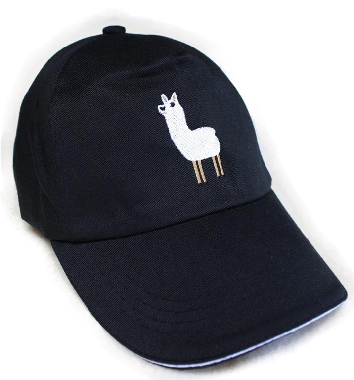 A stylish alpaca baseball cap featuring a cute embroidered alpaca design, adjustable strap, and made from high-quality cotton in various colors.