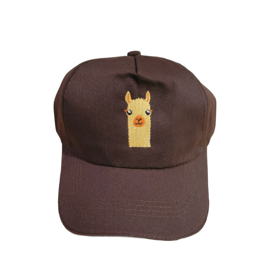 A stylish alpaca baseball cap featuring a cute embroidered alpaca design, adjustable strap, and made from high-quality cotton in various colors.