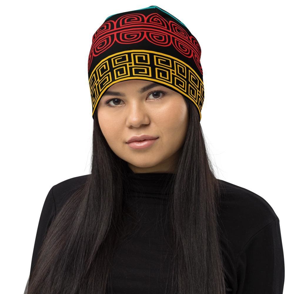 Multicolor slouchy beanie hat for men and women, showcasing a trendy design and soft fabric.