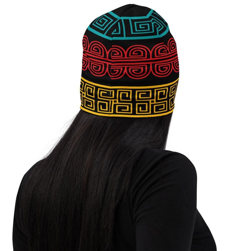 Multicolor slouchy beanie hat for men and women, showcasing a trendy design and soft fabric.