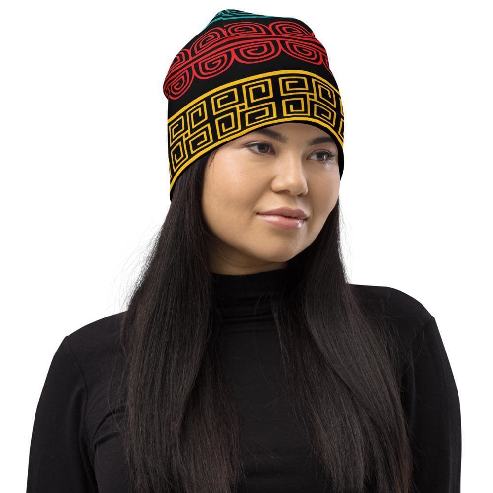 Multicolor slouchy beanie hat for men and women, showcasing a trendy design and soft fabric.