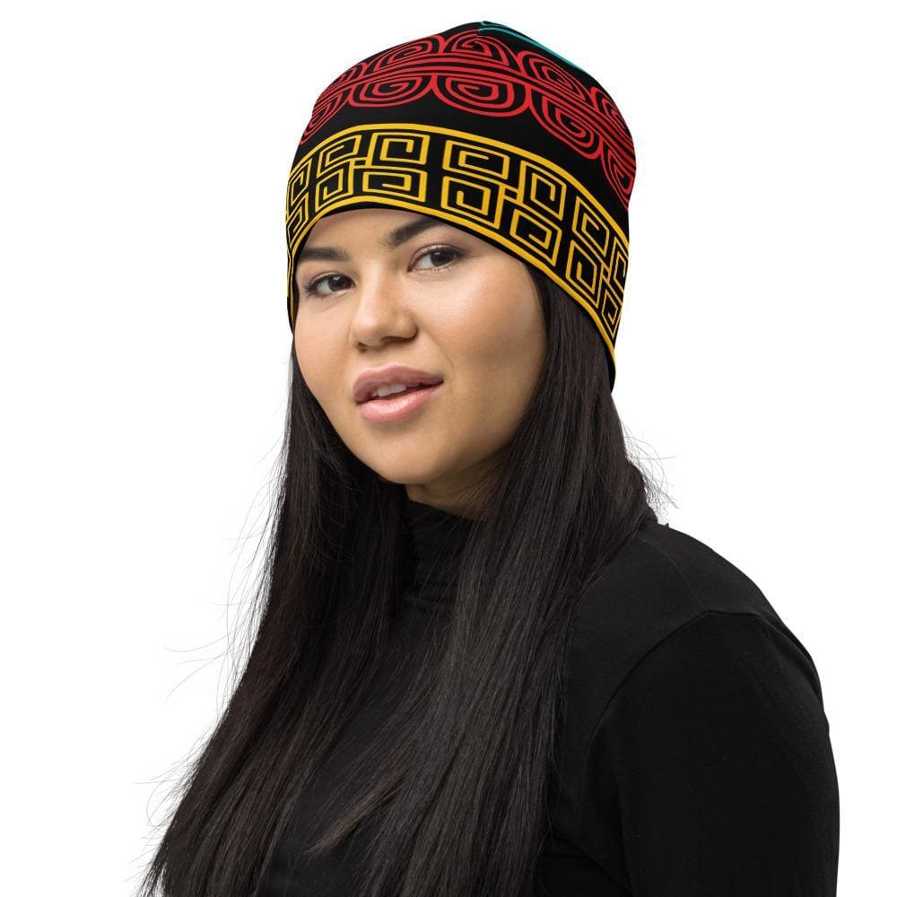 Multicolor slouchy beanie hat for men and women, showcasing a trendy design and soft fabric.