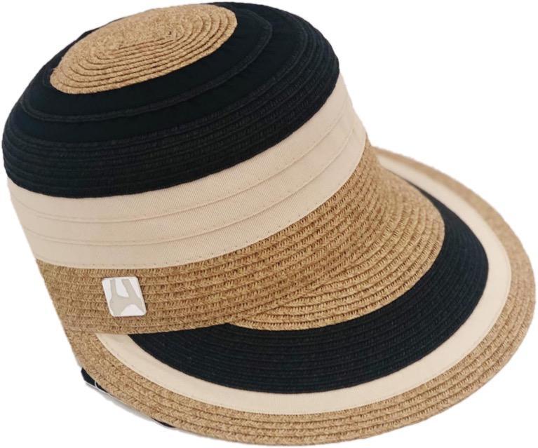 Black Ribbon Visor Hat with a 3.5-inch brim and adjustable drawstring, perfect for sun protection.