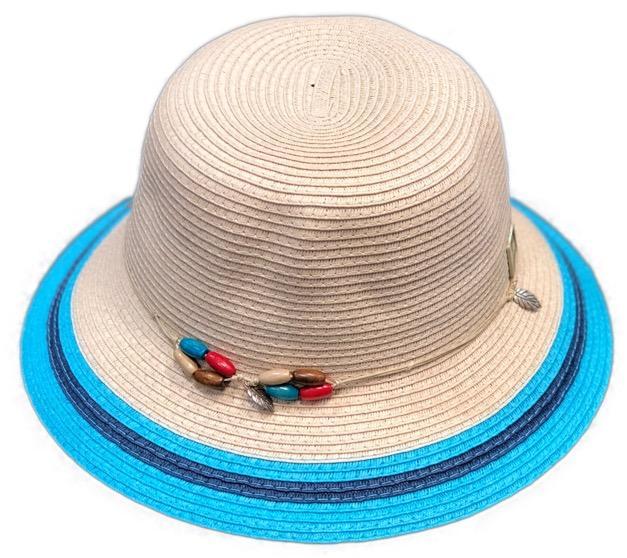 A stylish blue 'Melissa' bucket hat displayed on a white background, showcasing its vibrant color and trendy design.