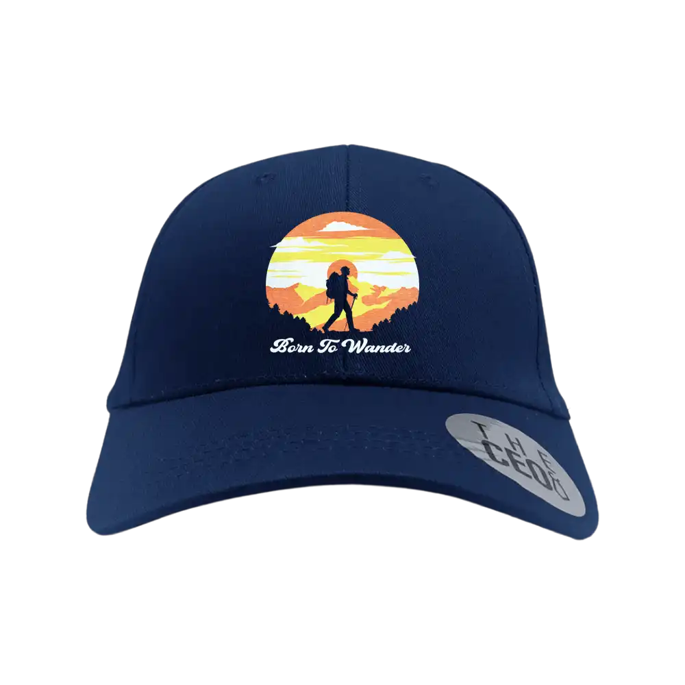 Born To Wander Embroidered Baseball Hat featuring a stylish design with a snapback closure, perfect for casual outings and adventures.