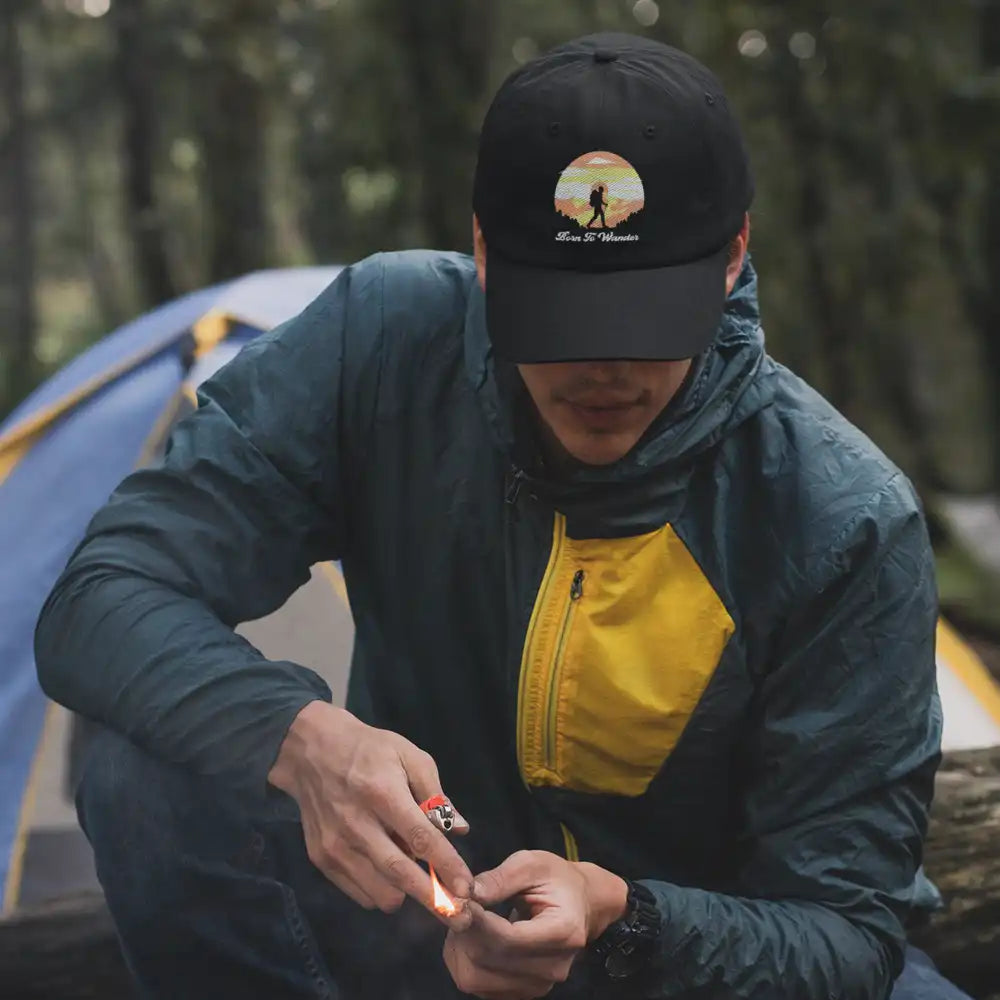 Born To Wander Embroidered Baseball Hat featuring a stylish design with a snapback closure, perfect for casual outings and adventures.