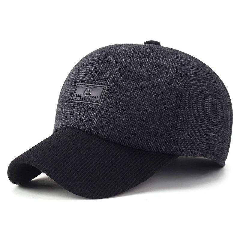 Casual adjustable sports baseball cap for men made of woolen felt, featuring a high top design and big eaves for sun protection.