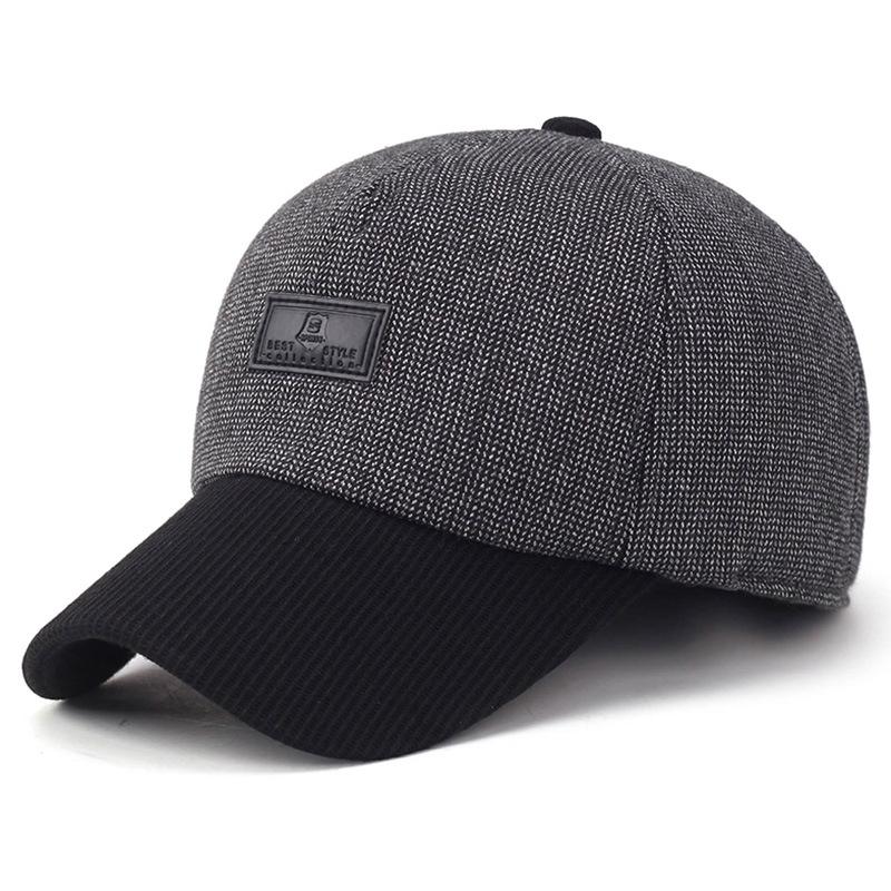 Casual adjustable sports baseball cap for men made of woolen felt, featuring a high top design and big eaves for sun protection.