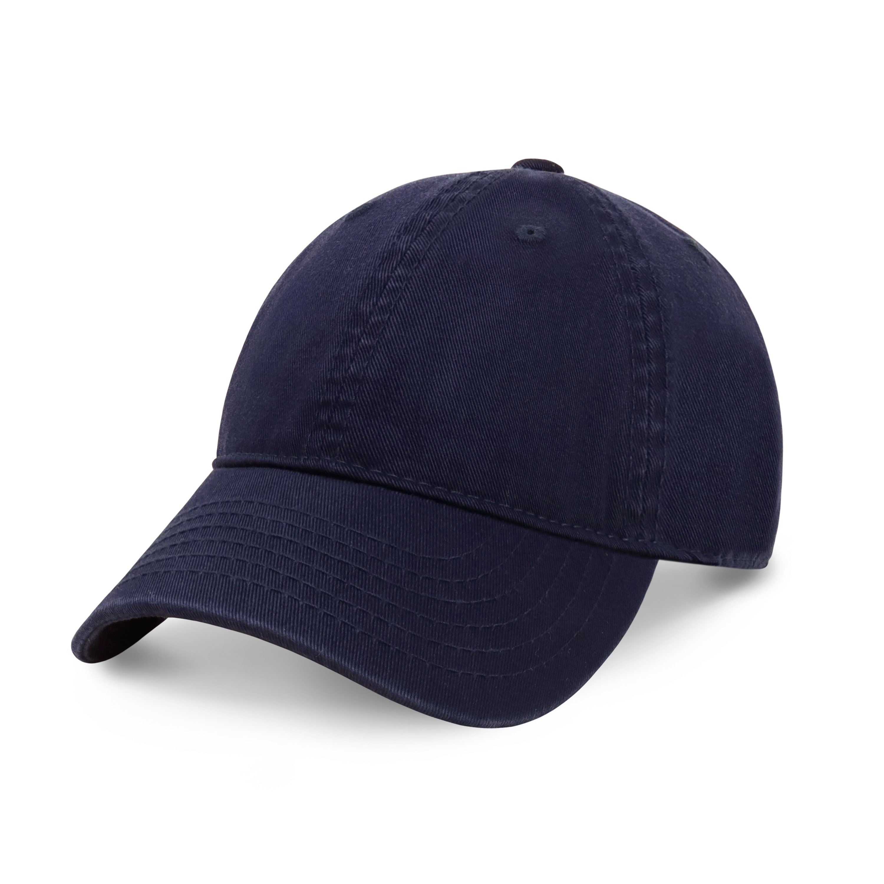 Classic Everyday Baseball Cap in various colors with a curved bill and adjustable back buckle.