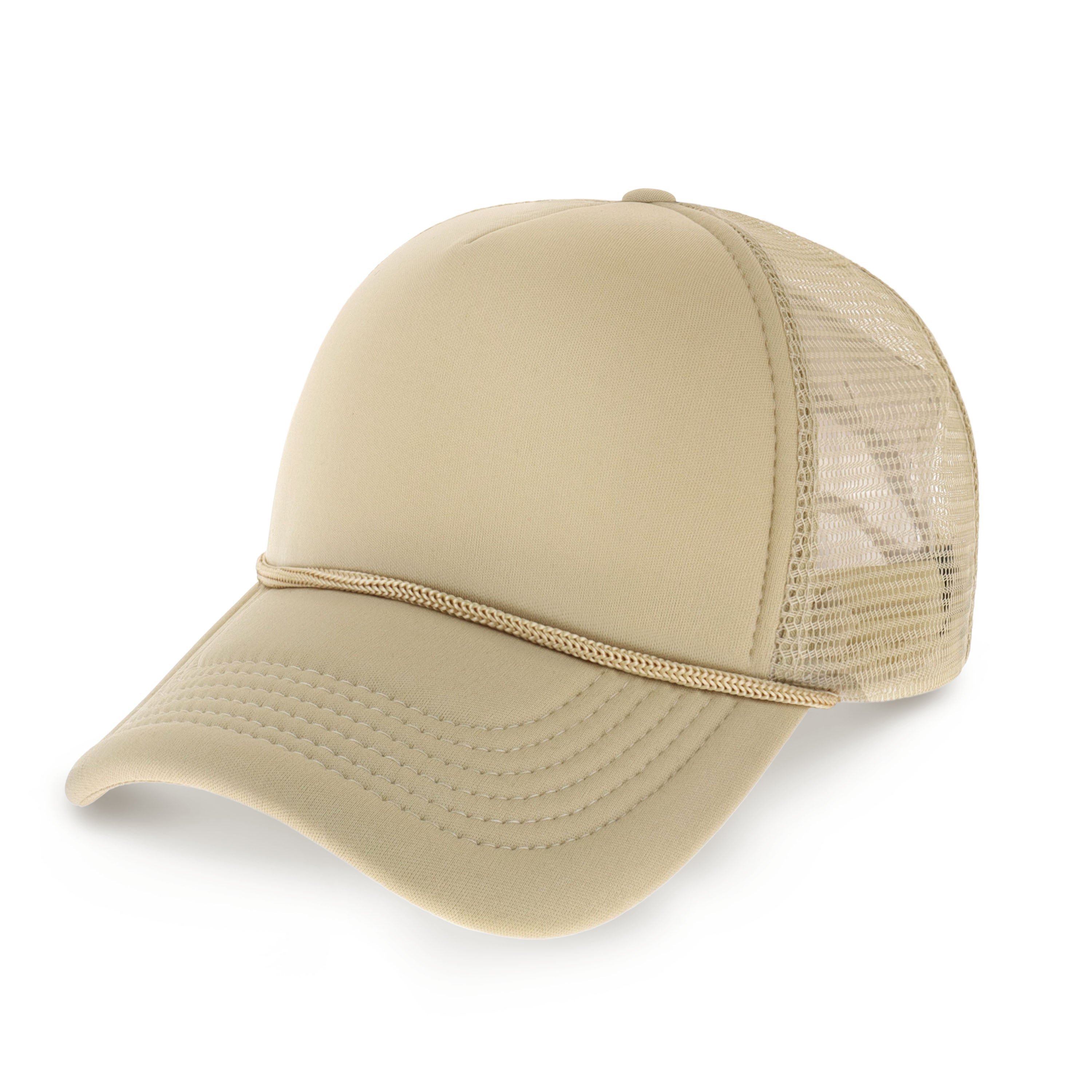 Classic Foam Trucker Cap featuring a low profile design, adjustable fit, and plastic snap closure, perfect for outdoor activities.