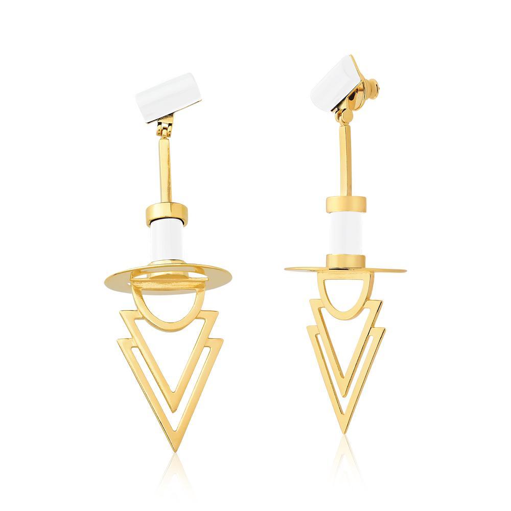 A pair of stylish Construct Earrings featuring a unique geometric design in a modern finish.