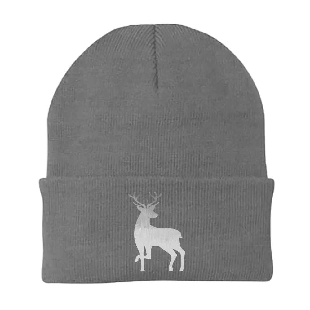 Deer Color 2 Embroidered Beanie showcasing unique design and comfortable fit, perfect for winter fashion.