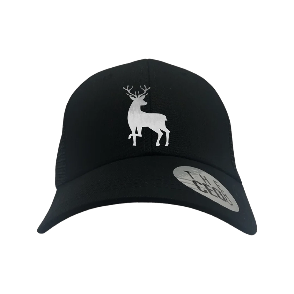 Deer Color 2 Embroidered Trucker Hat featuring unique embroidery and snapback closure, perfect for casual wear.