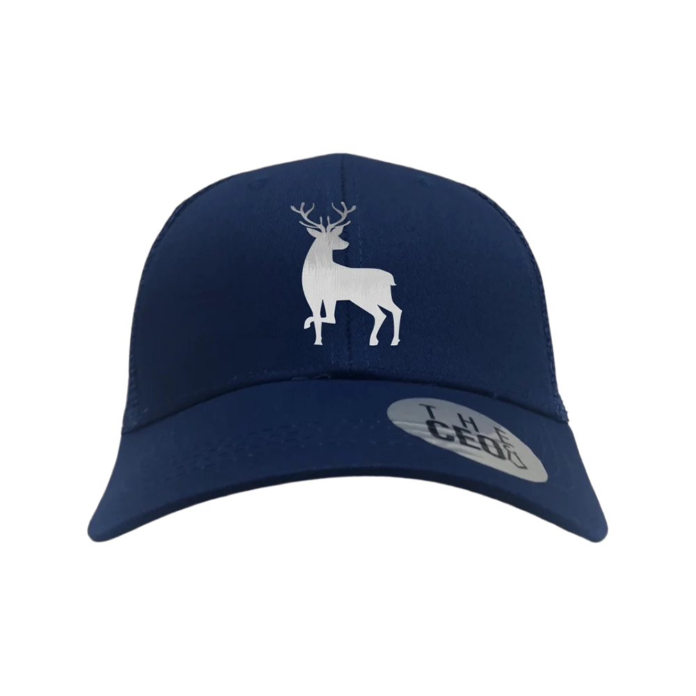 Deer Color 2 Embroidered Trucker Hat featuring unique embroidery and snapback closure, perfect for casual wear.