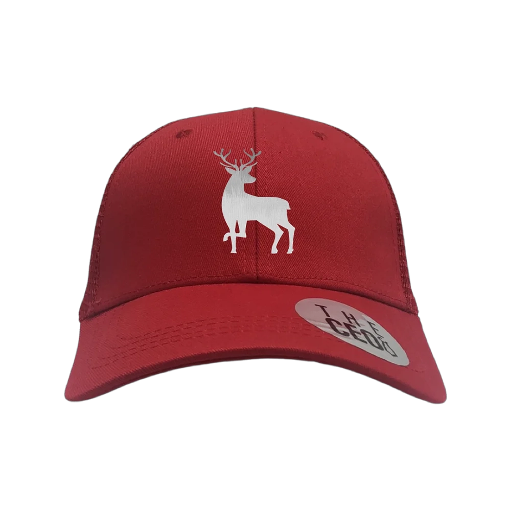 Deer Color 2 Embroidered Trucker Hat featuring unique embroidery and snapback closure, perfect for casual wear.