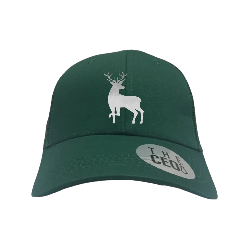 Deer Color 2 Embroidered Trucker Hat featuring unique embroidery and snapback closure, perfect for casual wear.