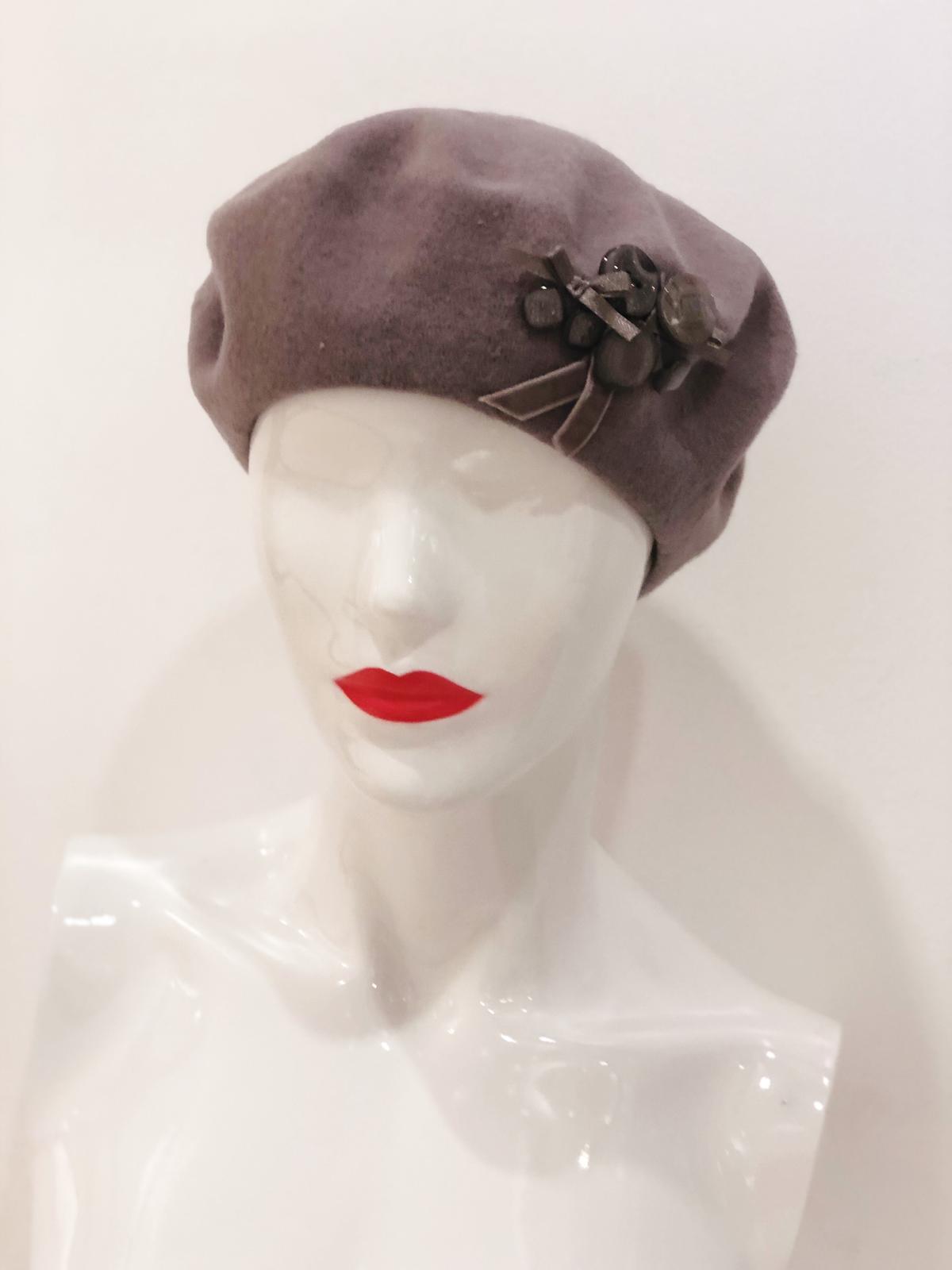 Main 'Essence' Grey Button Beret image