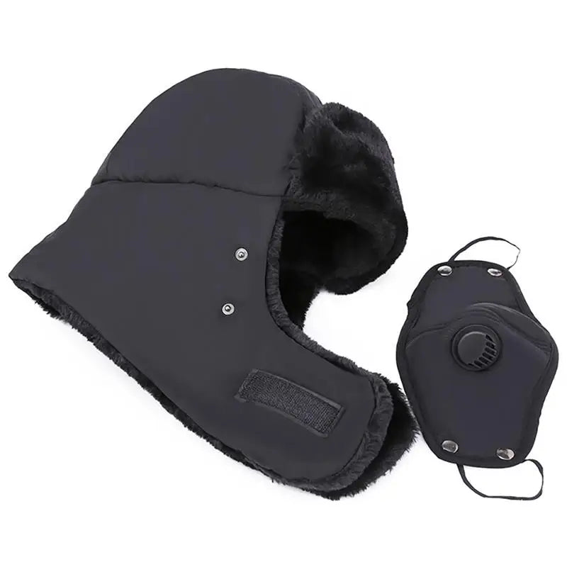 Fashion Trooper Hat in red with ear flaps and detachable mouth cover, perfect for winter outdoor activities.