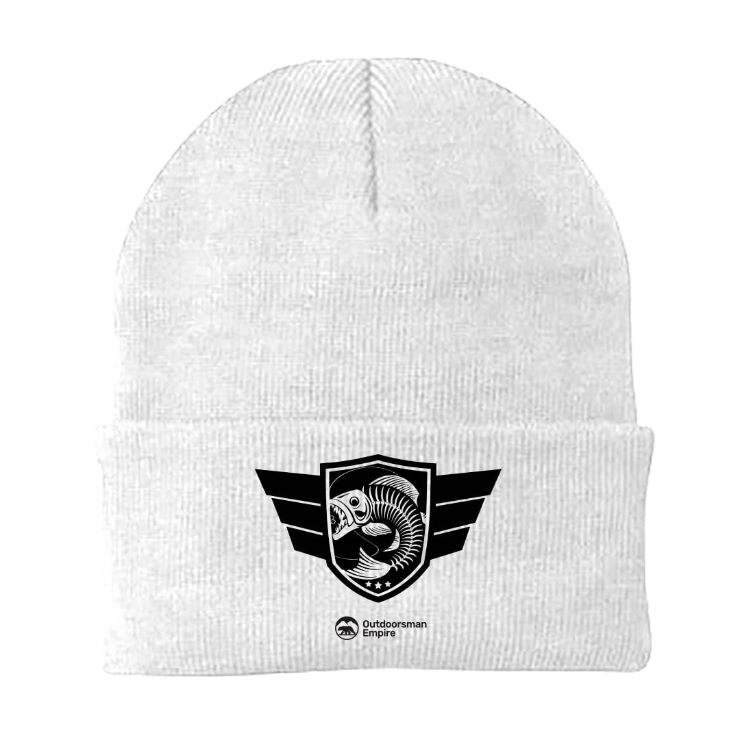 Fishing Air Force Embroidered Beanie showcasing a stylish design, perfect for outdoor enthusiasts.