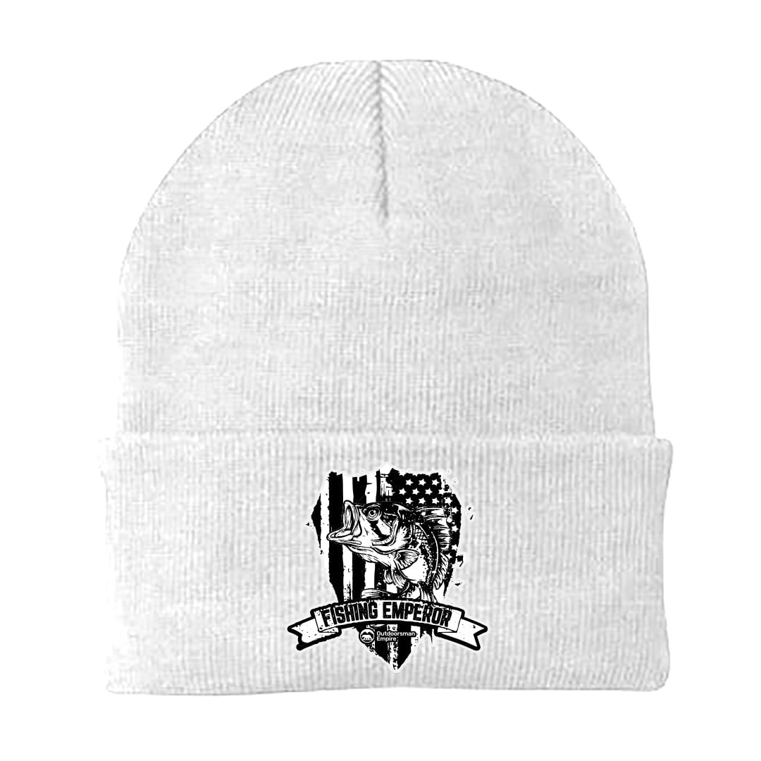 Fishing Emperor v3 Embroidered Beanie showcasing stylish design and comfortable fit, perfect for fishing enthusiasts.